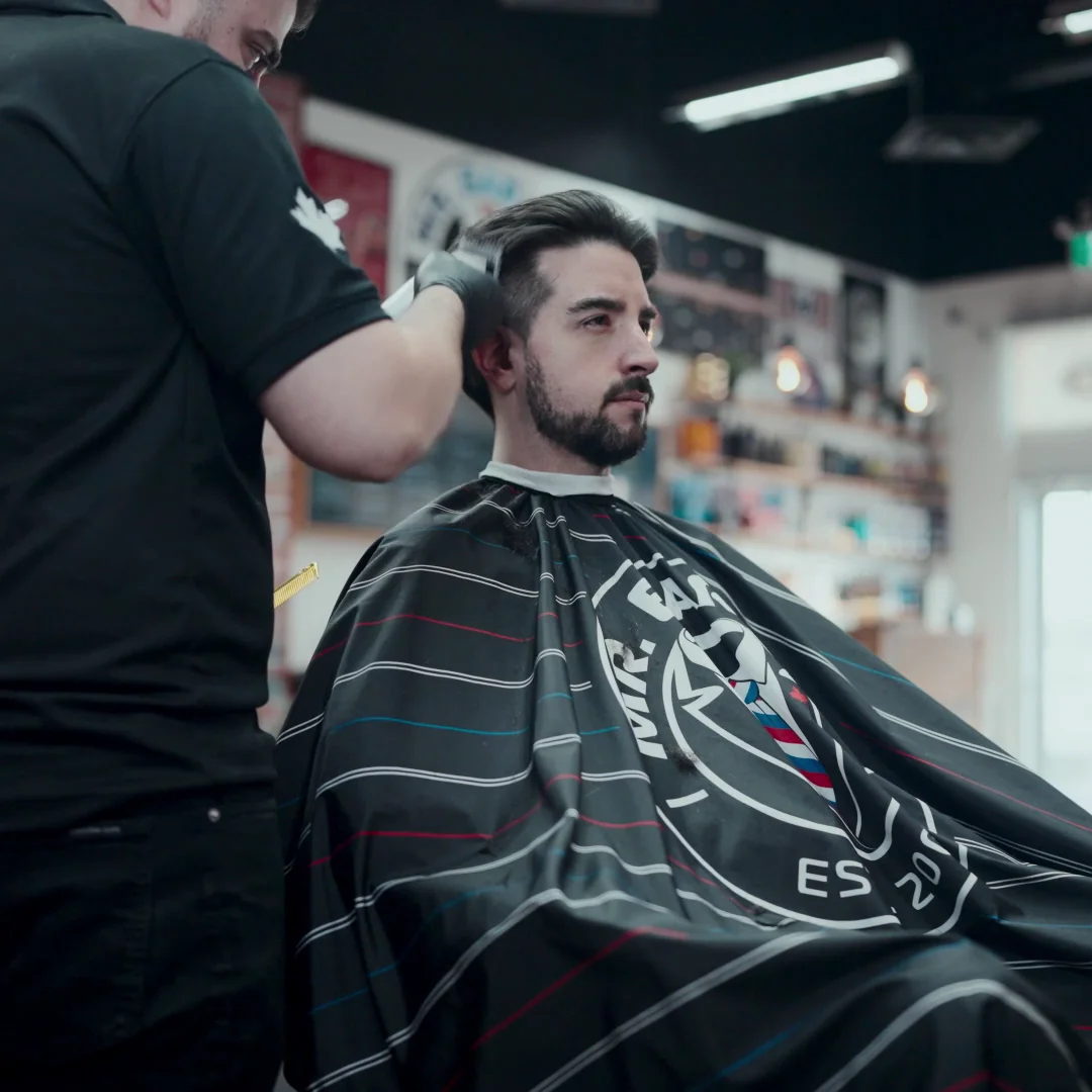 Barber with client